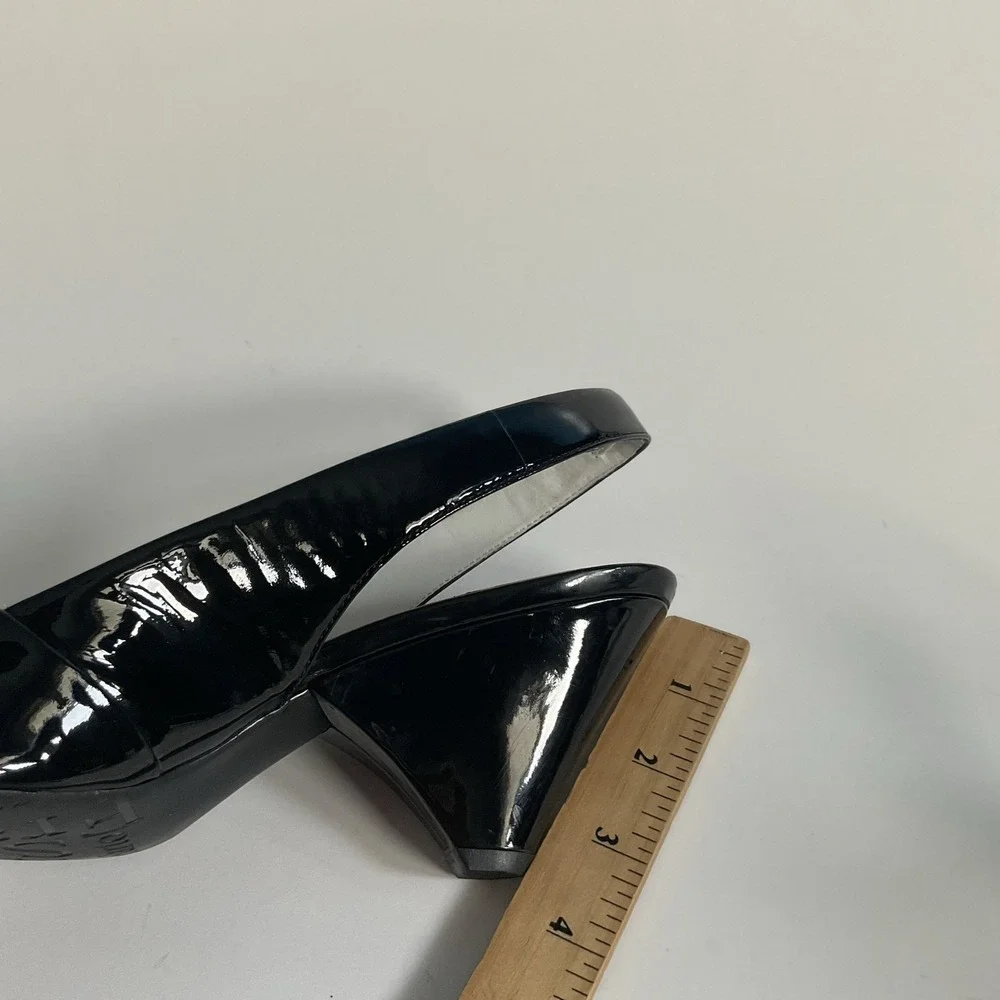 Franco‎ Sarto Black Patent Leather Slingback Pumps Size 10